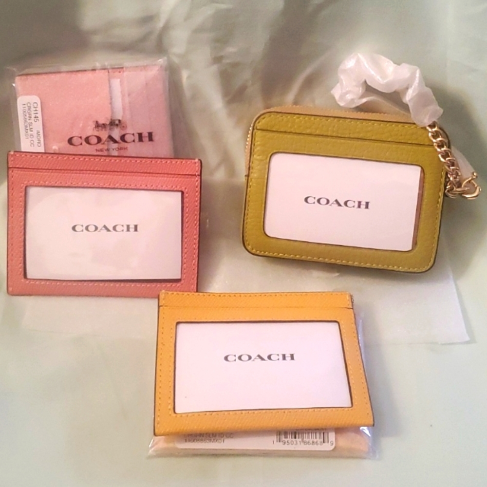 BNWT Authentic Coach Id/card holder or Lanyards Cream,Wine Or Black
